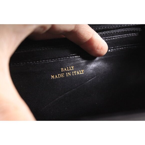 Vintage Bally Italian leather shoulder bag, 1970-1980s black leather ladies - Picture 6 of 10